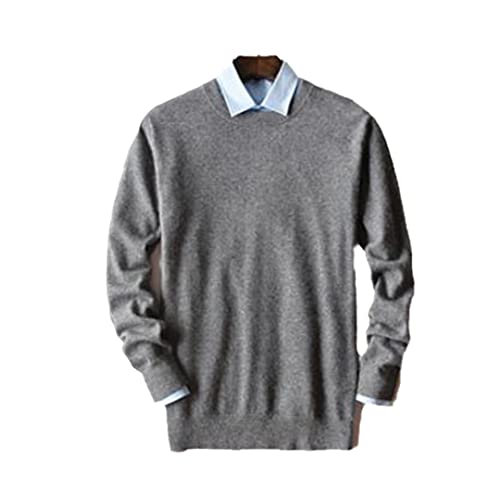 Kaschmir Baumwolle Pullover Herren Herbst und Winter Strickpullover Robe Pullover Herren Rundhals Sweater, Dunkelgrauer O-Ausschnitt, X-Large von Pokem&Hent