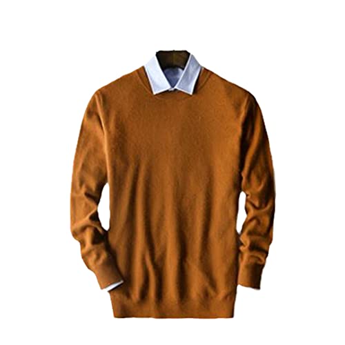Kaschmir Baumwolle Pullover Herren Herbst und Winter Strickpullover Robe Pullover Herren Rundhals Sweater, Karamell-O-Ausschnitt, Large von Pokem&Hent