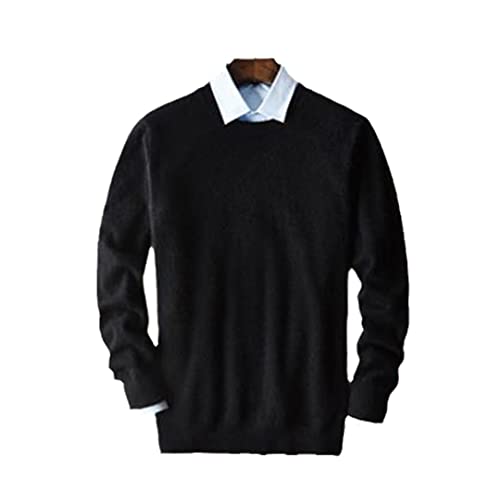 Kaschmir Baumwolle Pullover Herren Herbst und Winter Strickpullover Robe Pullover Herren Rundhals Sweater, Schwarzer Rundhalsausschnitt, XXXL von Pokem&Hent