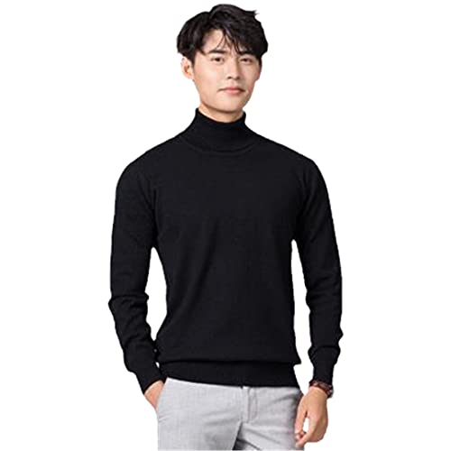 Kaschmir Rollkragenpullover Herren Herbst/Winter Rollkragen Langarm Reine Farbe Pullover Herren, Schwarz , Large von Pokem&Hent