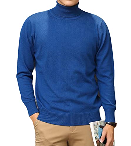 Kaschmir Rollkragenpullover Herren Herbst/Winter Rollkragen Langarm Reine Farbe Pullover Herren, blau, X-Large von Pokem&Hent