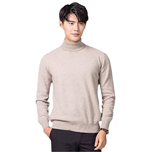 Kaschmir Rollkragenpullover Herren Herbst/Winter Rollkragen Langarm Reine Farbe Pullover Herren, braun, Large von Pokem&Hent