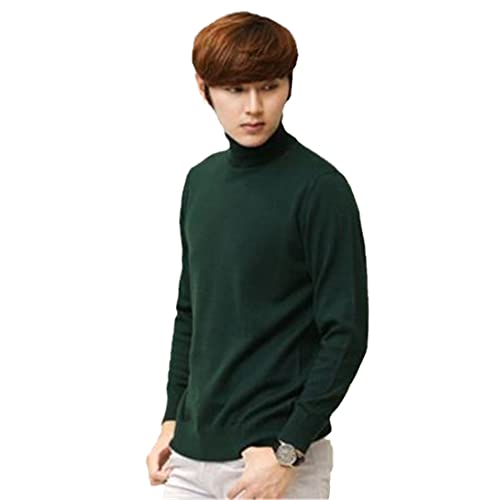 Kaschmir Rollkragenpullover Herren Herbst/Winter Rollkragen Langarm Reine Farbe Pullover Herren, grün, XX-Large von Pokem&Hent