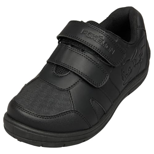 A2Z 4 Kinder Jungen Mädchen Pokemon Schulschuhe Offizielles Pikachu-Design Schwarz Klettverschluss Turnschuhe Bequeme rutschfeste Sohle Kinder Zurück zur Schule Schuhe UK Kinder Schuhgröße 9 bis 2 UK von Pokémon