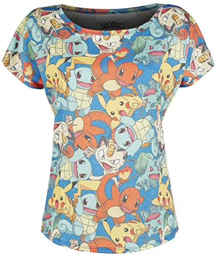 Pokemon Allover Girl-Shirt blau XL von Pokémon