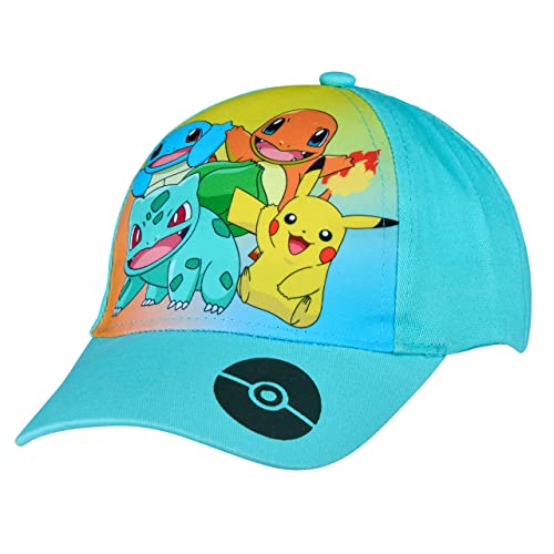 Pokemon Baseball Cap, Kappe Schirmmütze für Kinder Jungen Cappy mit Klettverschluss verstellbar (Blau), 54 von Pokémon