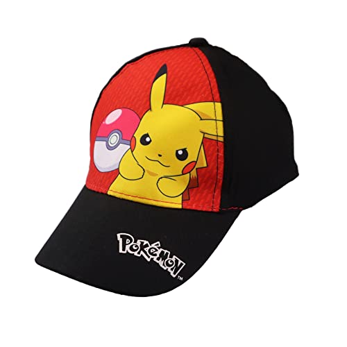 Pokemon Baseball Cap, Kappe Schirmmütze für Kinder Jungen Cappy mit Klettverschluss verstellbar (Rot 54) von Pokémon