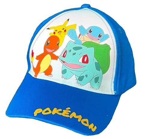 Pokemon Baseball Cap, Kappe Schirmmütze für Kinder Jungen Mädchen Cappy mit Klettverschluss verstellbar (Dunkelblau 56) von Pokémon