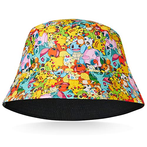 Pokemon Baseball Cap Kinder Snapback Kappe Kinder Jungen Bucket Hat Kinder Mützen Fischerhut Jungen Mädchen Fischermütze Anglerhut Sonnenhut Pikachu (Mehrfarbig Fischerhut) von Pokémon