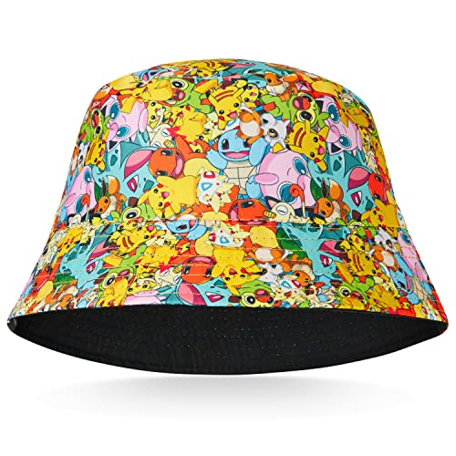 Pokémon Kinder Baseball Cap Snapback Kappe Jungen Bucket Hat Mützen Fischerhut Jungen Mädchen Fischermütze Anglerhut Sonnenhut Pikachu (Mehrfarbig Fischerhut), Einheitsgröße von Pokémon