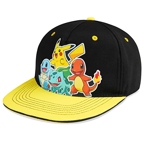 Pokemon Baseball Cap Snapback Cap Kinder Jungen Bucket Hat Kinder Mützen Fischerhut Jungen Mädchen Fischermütze Anglerhut Sonnenhut Kinder Pikachu Offizielles Merchandise (Schwarz/Gelb) von Pokémon