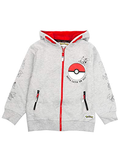 Pokémon Boys Hoodie Reißverschluss Grauer Langarm-Kapuzenpullover von Pokémon