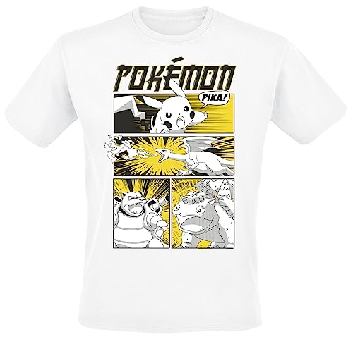 Pokémon Cartoon Männer T-Shirt weiß XL 100% Baumwolle Anime, Fan-Merch, Gaming, Pikachu von Pokémon