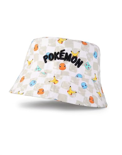 Pokémon Charakter-Fischerhut in Multi | Unisex Kinder Sonnenschutzhut | Mit Pikachu, Charmander, Bulbasaur und Squirtle | Freizeitkleidung mit Cartoon-Thema von Pokémon