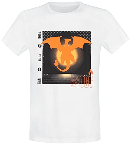 Pokémon Charizard Männer T-Shirt weiß XXL 100% Baumwolle Fan-Merch, Gaming von Pokémon