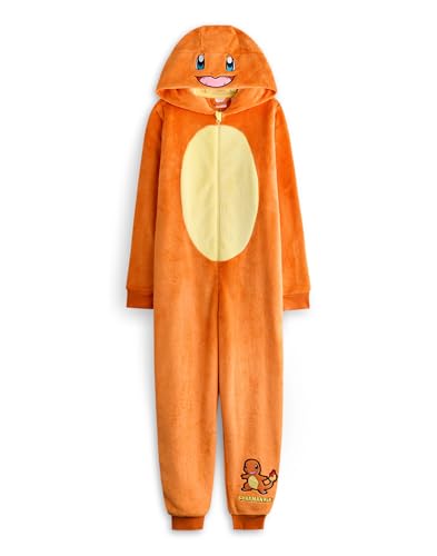 Pokémon Charmander Kinder Onesie | Kinder-Schlafanzug mit Kapuze und Charmander-Charakter-Grafikdruck in Orange | Taschenmonster-Pyjama-Nachtwäsche für Kinder für Jungen und Mädchen von Pokémon