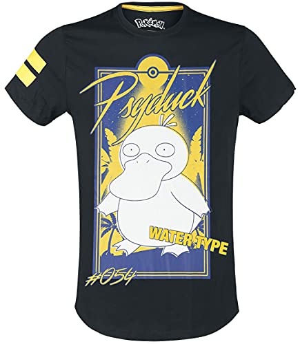 Pokemon Psyduck Herren T-Shirt Schwarz M 100% Baumwolle Regular, Schwarz, Medium von Difuzed