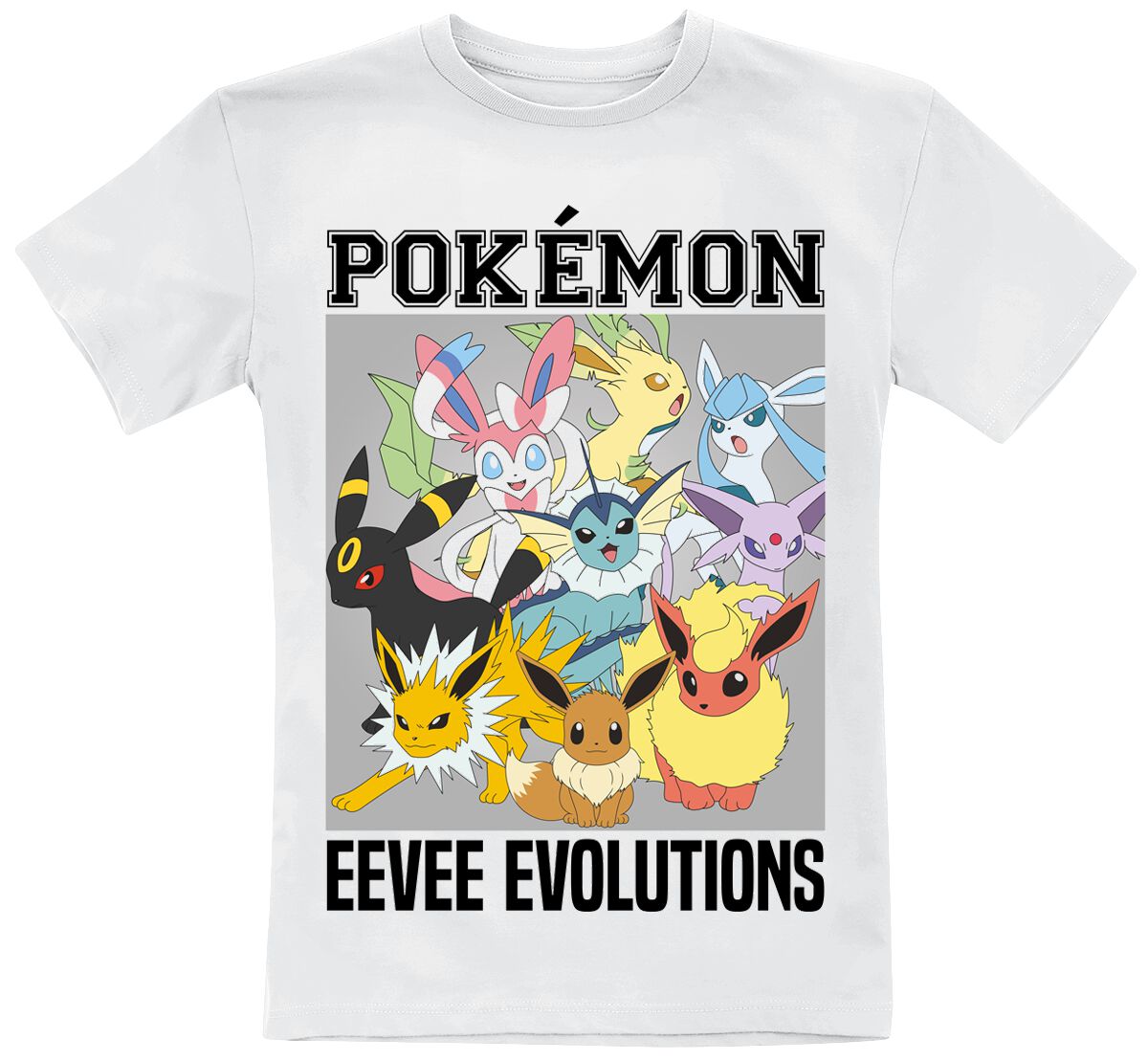 Pokémon - Gaming T-Shirt für Kinder - Kids - Evoli Evolutionen - für Mädchen & Jungen - weiß von Pokémon