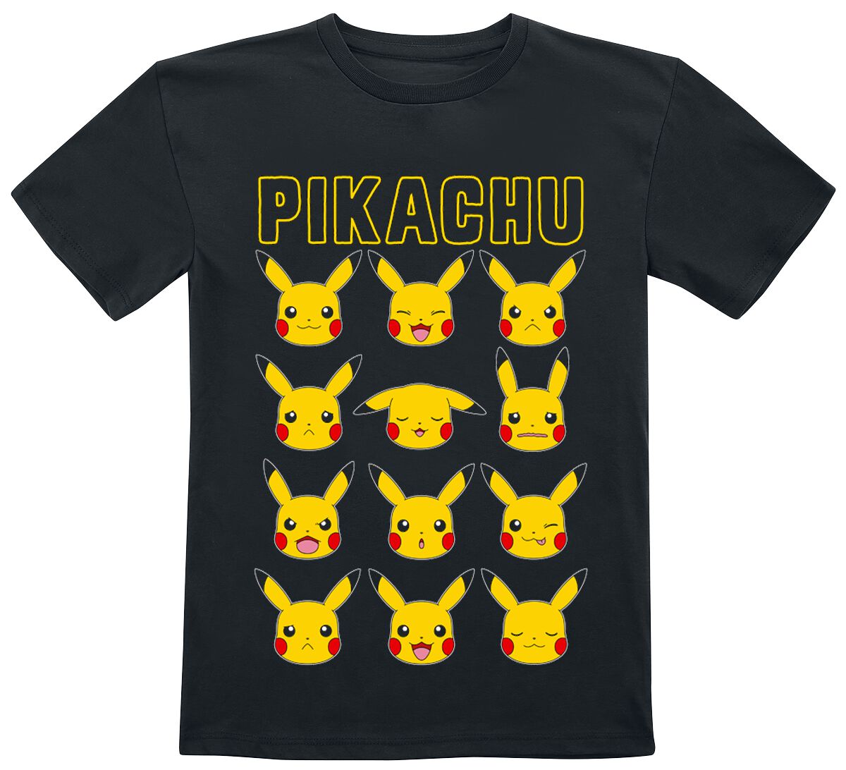 Pokémon - Gaming T-Shirt für Kinder - Kids - Pikachu Gesichter - für Mädchen & Jungen - schwarz von Pokémon