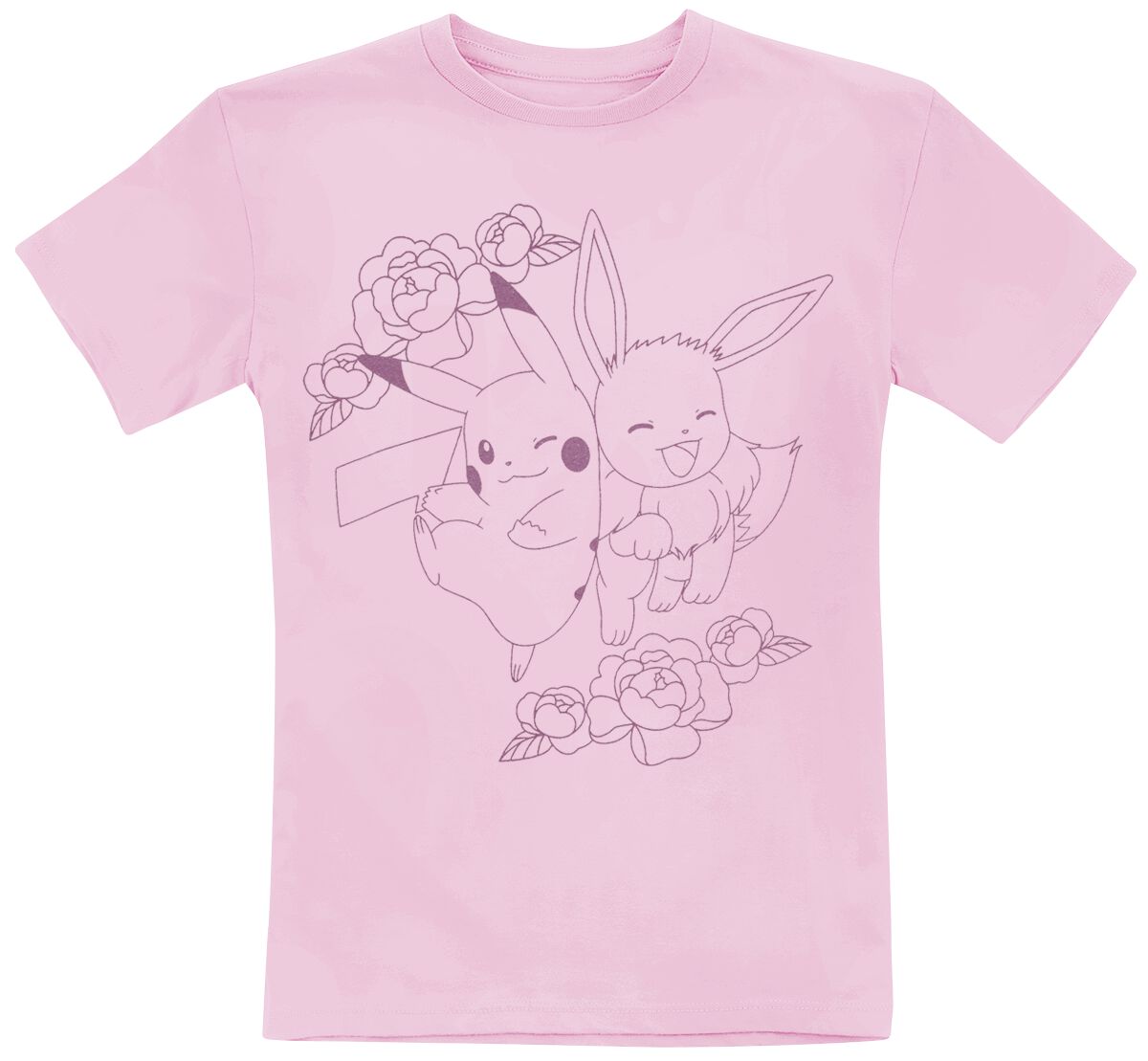 Pokémon - Gaming T-Shirt für Kinder - Kids - Pikachu und Evoli - für Mädchen & Jungen - rosa  - EMP exklusives Merchandise! von Pokémon