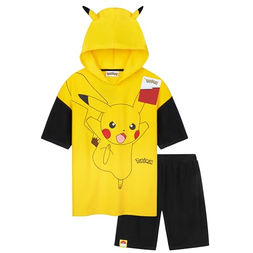 Pokemon Handtuch Bekleidungssets für Jungen und Teenager Pikachu Kurzarm Hoodie und Shorts aus Frottee Handtücher Material für Strand Pool Urlaub (Gelb, 5-6 Jahre) von Pokémon