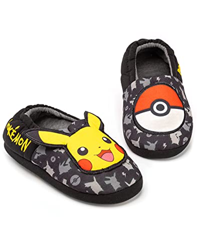 Pokemon Hausschuhe Jungen Kinder Pikachu Pokeball Black House Schuhe Müßiggänger 29 von Pokémon