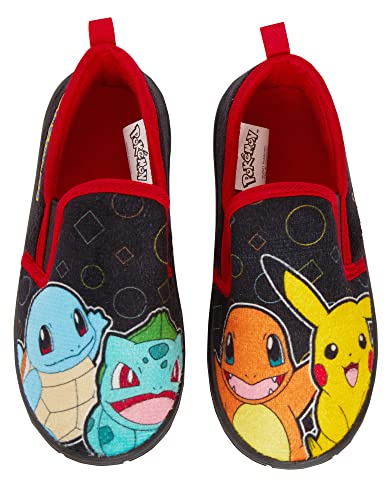 Pokemon Hausschuhe für Kinder Jungen Mädchen Pikachu Slipper mit strapazierfähiger Innen- und Außensohle zum Hineinschlüpfen, Schwarz, 31 EU von Pokémon