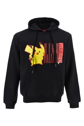 Pokemon Herren Sweatshirt, klassischer Pikachu Design, Kapuzenpullover, Geschenk für Männer und Jugendliche, Schwarz , XL von Pokémon