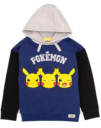 Pokemon Hoodie Jungen Kinder Pikachu Gesicht Blue Game Sweater Geschenk 13-14 Jahre von Pokémon