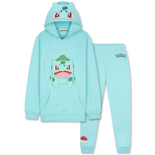 Pokemon Jogginganzug Kinder Jungen Trainingsanzug, Anime Hoodie & Jogginghose mit Print von Pikachu, Glurak, Bisasam & Gengar (11-12 Jahre, Grün Bulbasaur) von Pokémon