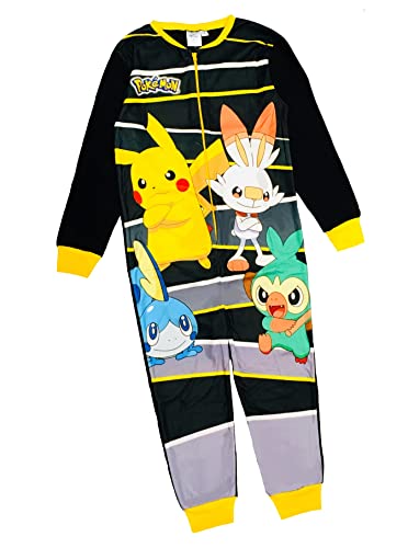 Pokemon Jungen Einteiler Schlafstrampler All in One Schlafanzug Alter 3-12 Jahre, Schwarz , 9-10 Years von Pokémon