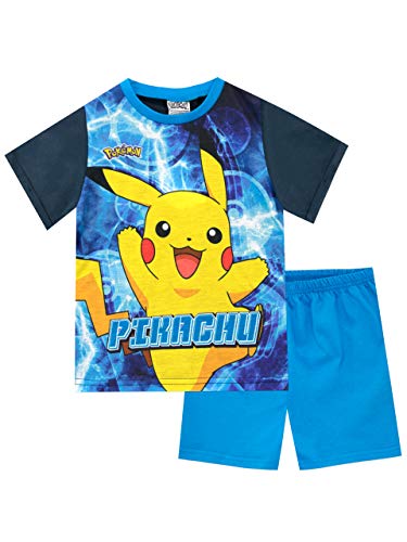 Pokemon Schlafanzug Jungen | Pikachu Pyjama Kurz Blau 104 von Pokemon