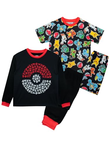 Pokemon Jungen Schlafanzug | 2er Pack Pikachu Schlafanzüge Für Kinder | Zweierpack Pjs Für Jungs | Alter 5 Bis 13 Jahre | Offizielles Merchandise | Mehrfarbig | 134 von Pokémon