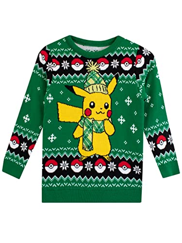 Pokemon Jungen Weihnachts-Pullover Pickachu Grün 116 von Pokémon