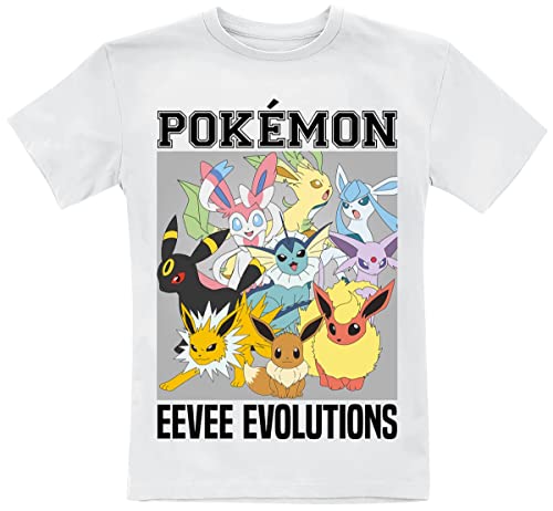 Pokémon Kids - Evoli Evolutionen Unisex T-Shirt weiß 104 100% Baumwolle Anime, Fan-Merch, Gaming von Pokémon