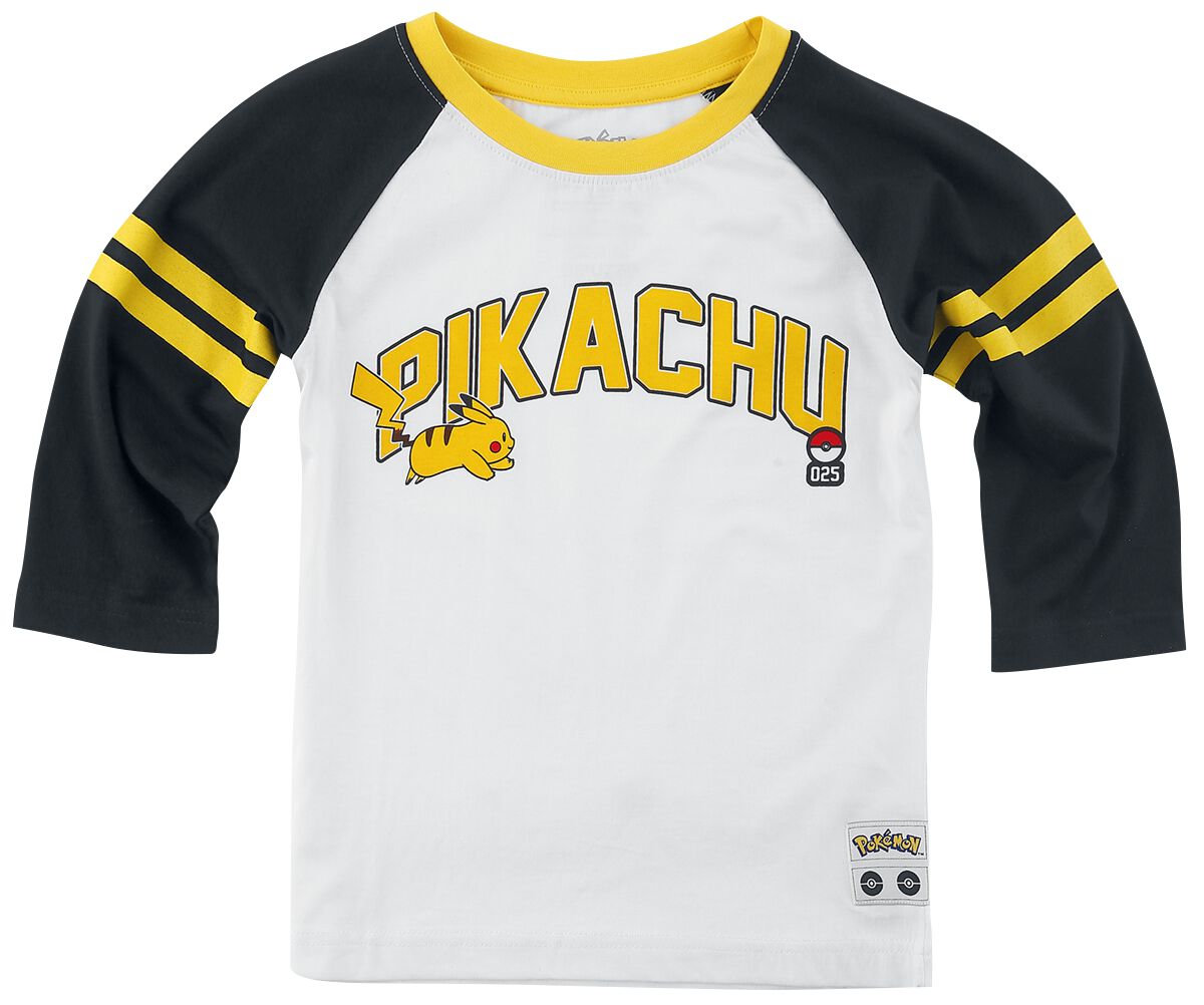 Pokémon Kids - Pikachu 025 Langarmshirt schwarz weiß in 110/116 von Pokémon