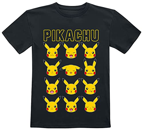 Pokémon Kids - Pikachu Gesichter Unisex T-Shirt schwarz 122/128 von Pokémon