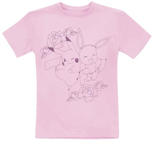 Pokémon Kids - Pikachu und Evoli Unisex T-Shirt rosa 128 von Pokémon