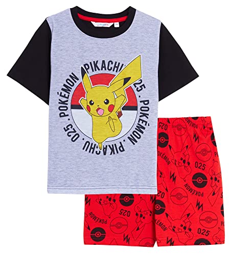 Pokemon Kurzer Pyjama für Kinder Mädchen Jungen Pikachu Shortie Pjs Set Sommer Nachtwäsche T-Shirt + Shorts von Pokémon