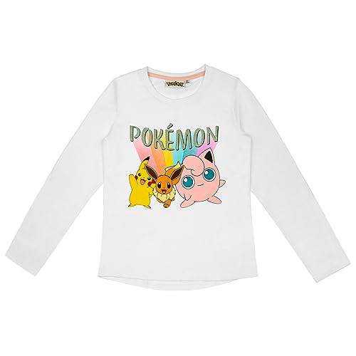 Pokemon Langarmshirt Pullover Mädchen Pikachu Pummeluff (152, Weiss) von Pokémon