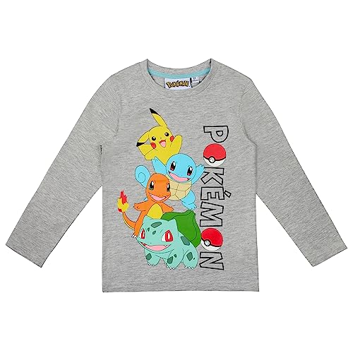 Pokemon Langarmshirt in verschiedenen Designs (DE/NL/SE/PL, Numerisch, 152, Regular, Grau 2) von Pokémon