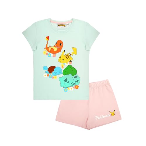 Pokemon Mädchen Pyjama kurzer Schlafanzug Pikachu (DE/NL/SE/PL, Numerisch, 116, Regular, Hellblau) von Pokémon