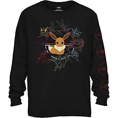 Pokémon Mono Eeveeloutions Eevee T-Shirt, Langarm Schwarz, Klein von Pokémon