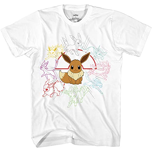 Pokémon Mono Eeveeloutions Eevee T-Shirt, Weiß, 3X-Groß von Pokémon