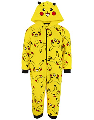 Pokémon Onesie Jungen | Kinder Pyjamas Pikachu Gelb 3D Ohren All In One Outfit | Gamer-Merchandise 4-5 Years von Pokémon