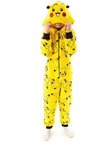 Pokémon Onesie Jungen | Kinder Pyjamas Pikachu Gelb 3D Ohren All In One Outfit | Gamer-Merchandise 11-12 Years von Pokémon