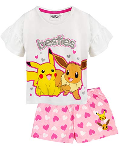 Pokemon Pyjamas Pikachu & Eevee Rüschenärmel Langes ODER Kurzes Bein Mädchen PJs 7-8 Jahre von Pokémon