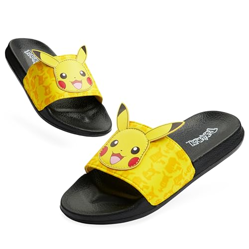 Pokemon Pantoletten Kinder Schlappen, Sandalen für Strand, Schwimmbad - Geschenke für Jungs (Gelb, 30-31 EU) von Pokémon