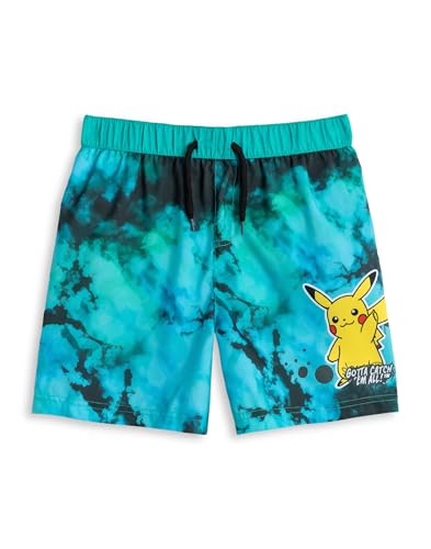 Pokémon Pikachu Blaue Batik-Badeshorts | Strandbekleidung für Jungen mit elastischem Kordelzug in der Taille | Klassische Cartoon-Bademode | Gotta Catch 'Em All Design – 11–12 Jahre von Pokémon