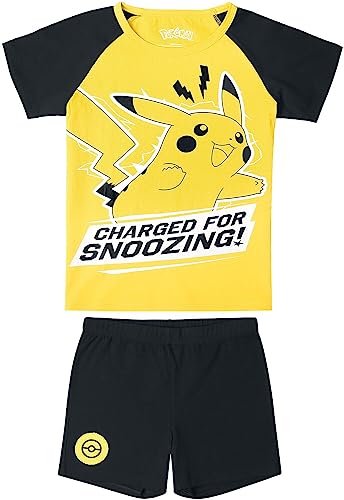 Pokémon Kids - Pikachu - Charged for Snoozing! Männer Kinder-Pyjama schwarz/gelb 110/116 von Pokémon